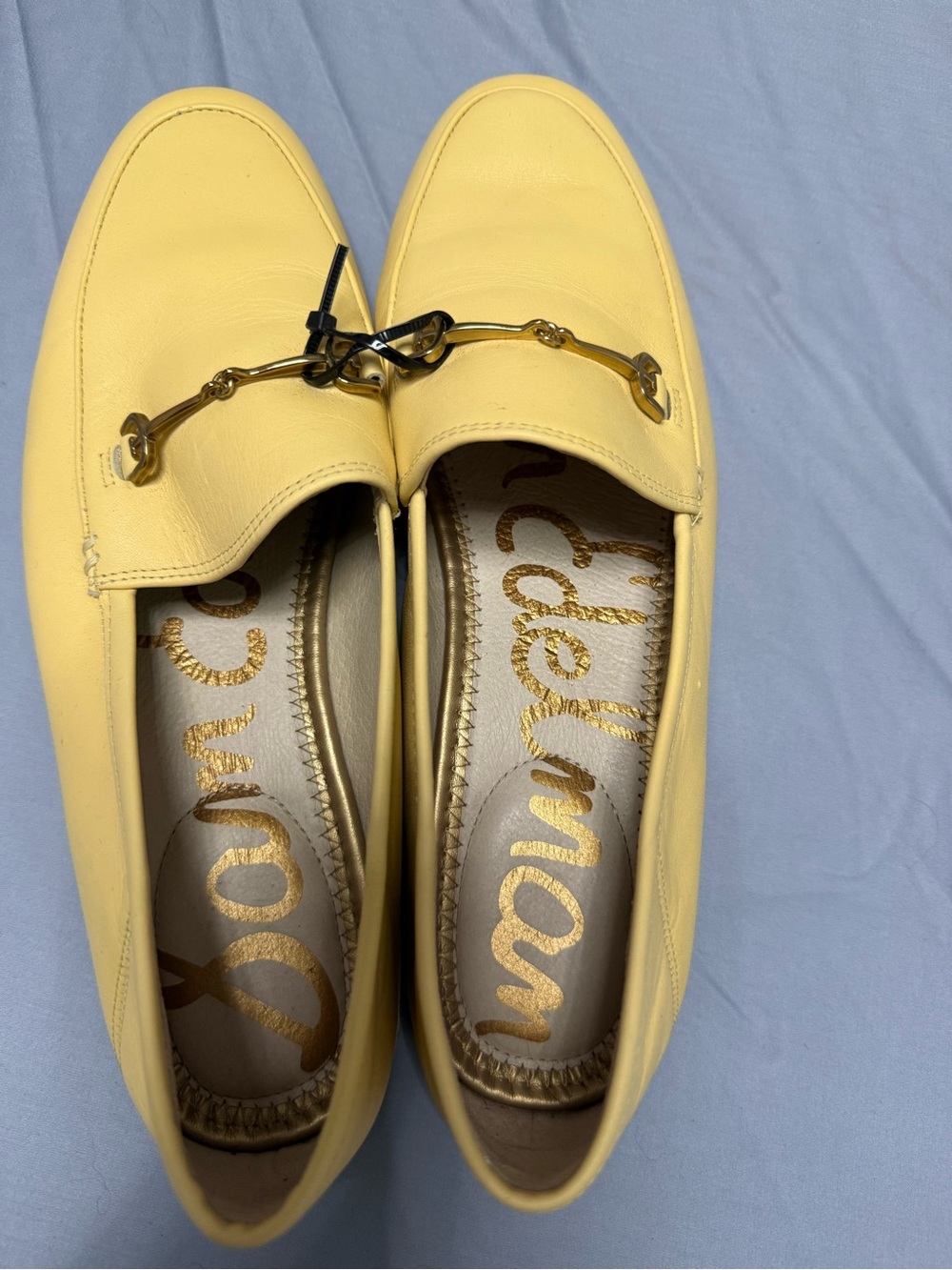 Sam Edelman Pale Yellow Leather Horsebit Loafers